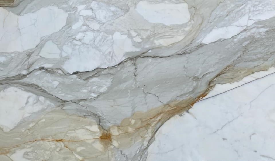 Calacatta Borghini marble kitchen worktop with gold veining