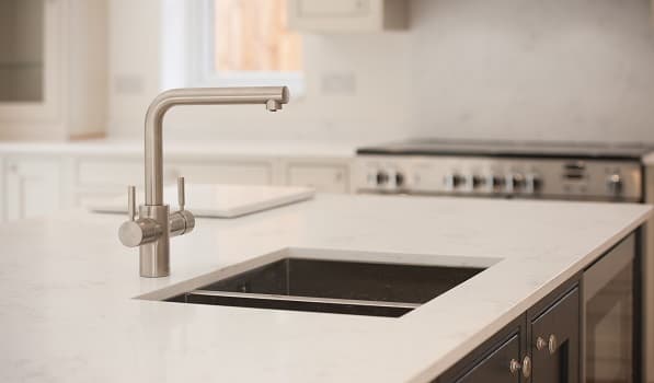 Carrara Quartz Kitchen Worktops installed in Bishops Stortford