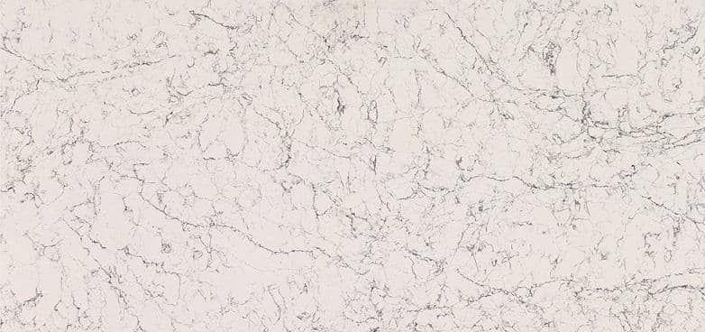 white attica quartz worktop with thick grey veining in kitchen