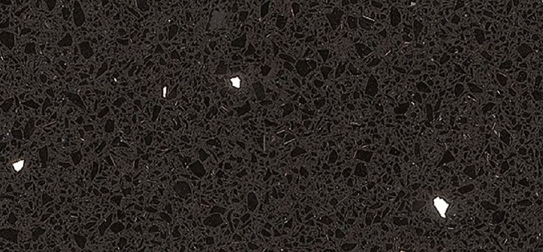 black quartz worktop with fine sparkle detail