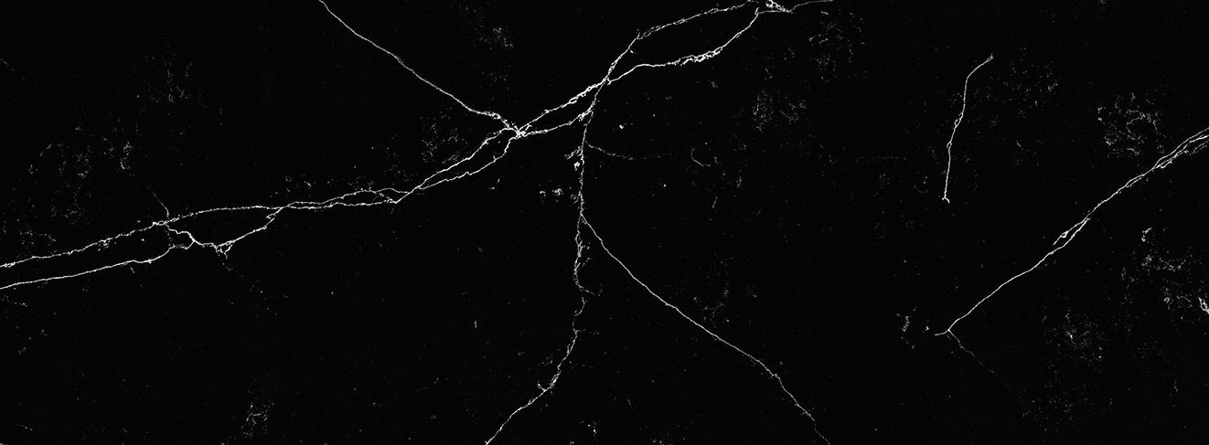 black marquina quartz worktop with striking white veining