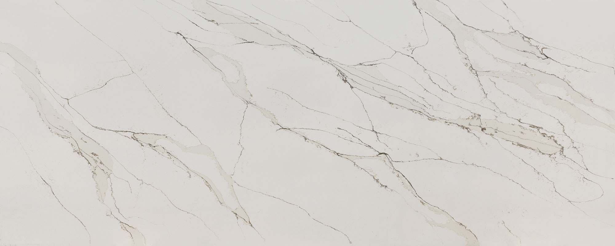 white calacatta gold quartz worktop with bold marble effect veins