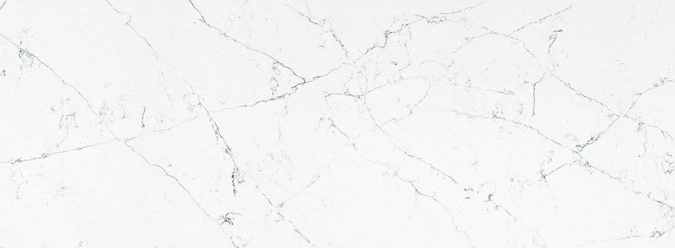 white venatino quartz worktop with soft marble effect veining