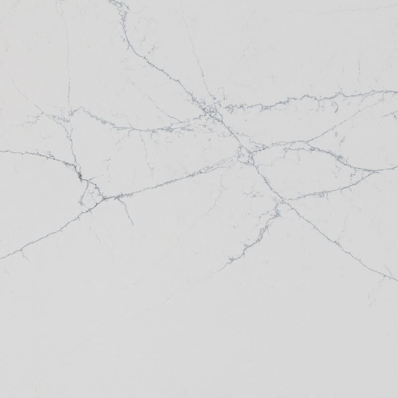 white quartz worktop with soft cloudy grey pattern detail
