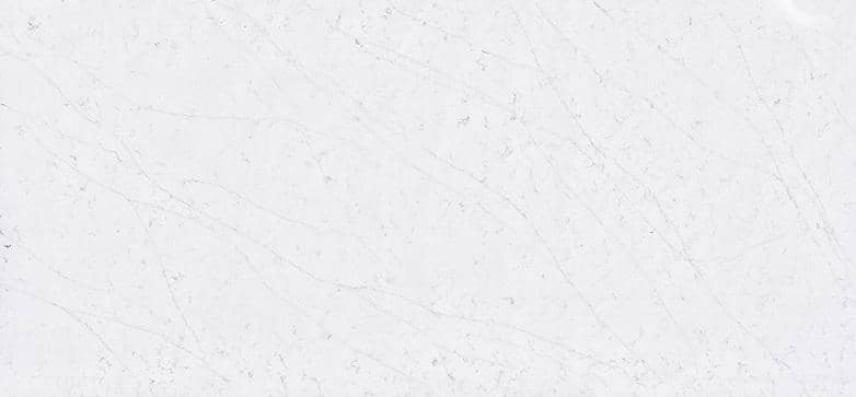 statuario quartz worktop with bold grey veining on white background
