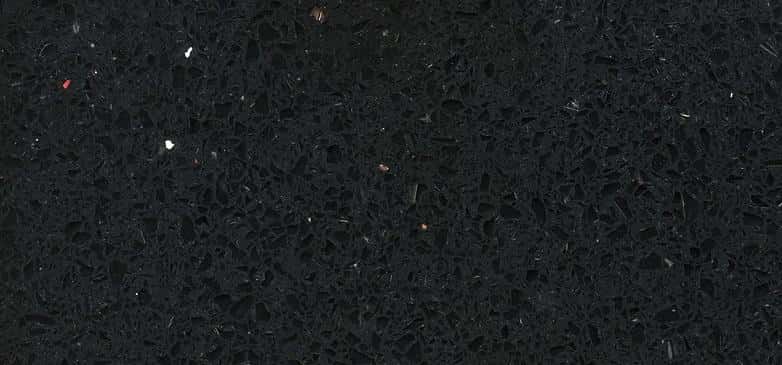 black sparkle quartz worktop with reflective mirror chips